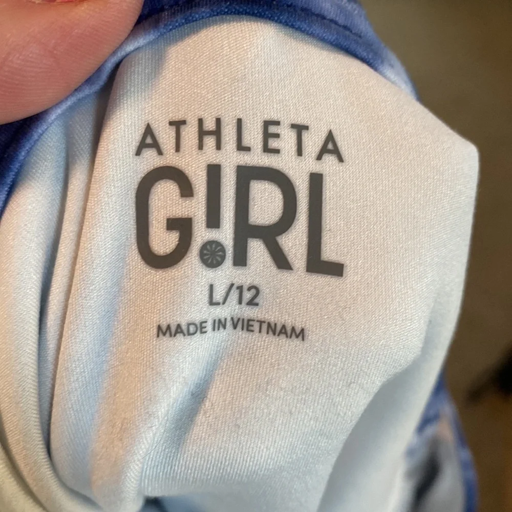 Athleta Girl Cropped Tie Dye Leggings & Tank Top Set Size Girls Large (12)